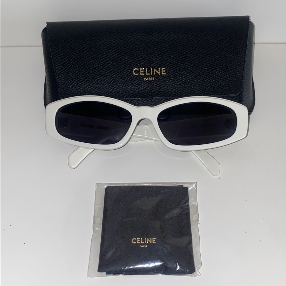 Celine Cat eye  White Sunglasses with Case & dust cloth